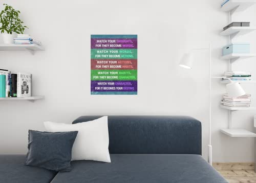 Image of Watch Your Thoughts Motivational Inspirational Encouraging Colorful Textured Teamwork Quote Inspire Quotation Gratitude Positivity Motivate Word Empathy Cool Wall Art Print Poster 24x36