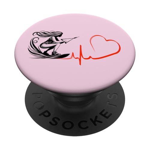 Wakeboard Heartbeat Divertido Amante Wakeboard Deportes Extremos PopSockets PopGrip Intercambiable