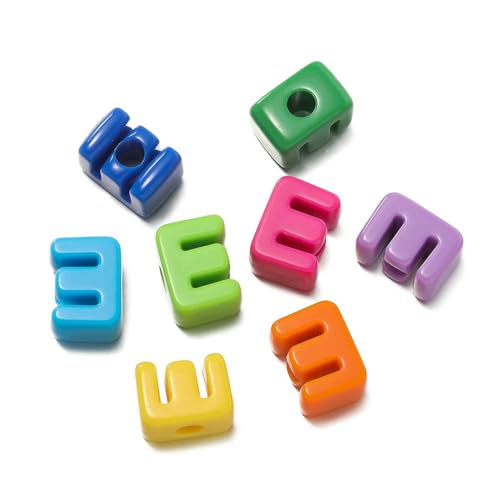 GVEKJ 10 pezzi/lotto multicolore grande foro acrilico perline lettera bambini artigianato ornamento alfabeto distanziatore collana accessori fai da te gioielli-E