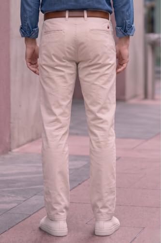Image of Louis Philippe Men's Slim Fit Slant Pocket Made of Stretch Fabric Solid Casual Trouser
