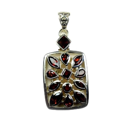 Pendentif grenat naturel et argent 925, collier pierre de naissance marquise femme