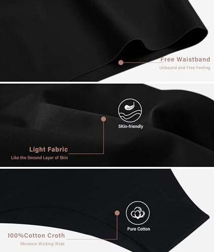 Image of Sexy Seamless Underwear Wave Edge No Show Bikini Panties V-waist Ice Silk Hipster Lady Cheeky Invisibles Briefs 6 Pack