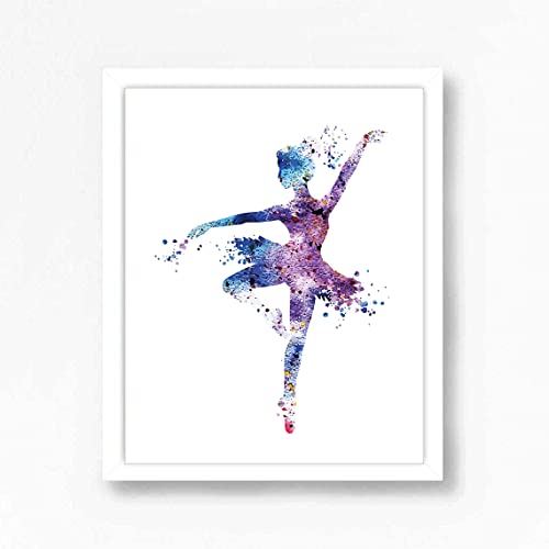 Image of Watercolor Ballet Prints Ballerina Dancers Wall Art Woman Dancing Decor Girls Room Women Bedroom Decor Colorful Poster Classroom Decoration Elegant Gift for Girls (8x10 inch，Set of 4，Unframed)