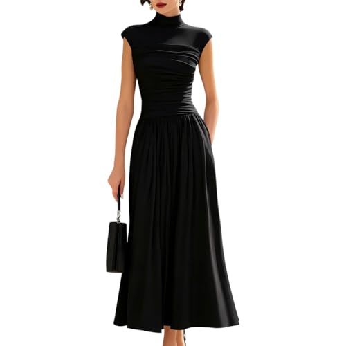Robe longue fluide col haut : restez chic et fraîche sans effort