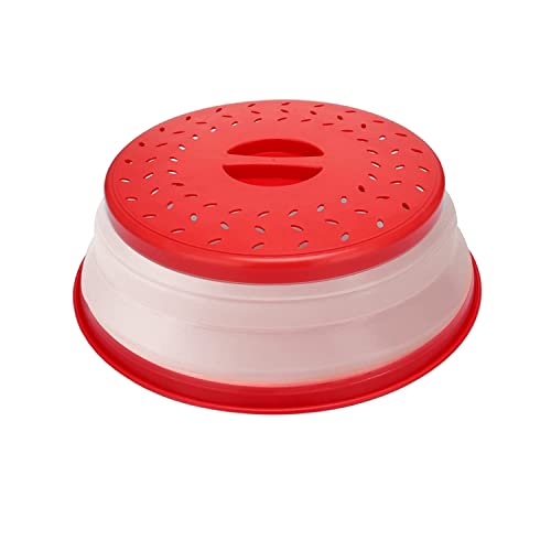 WUBCIX Microwave Cover for Food,Collapsible Microwave Splatter Cove,Fruit Drainer Basket,BPA-Free Made of TPR & PP Dishwasher Safe 10.5 inch (RED)