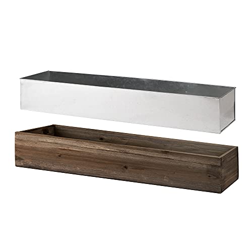 Cys Excel Wood Rectangular Planter Box With Removable Zinc Metal Liner (H:6" Open:36"X6") | Multiple Size Choices Wood Rectangular Planter | Indoor Decorative Window Box #TOP13
