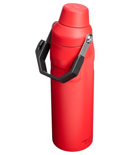Image of Stanley IceFlow Fast Flow Water Bottle 24 oz | Angled Spout Lid | Lightweight and Leakproof for Travel and Sports | Insulated Stainless Steel | BPA-Free | Chili Black
