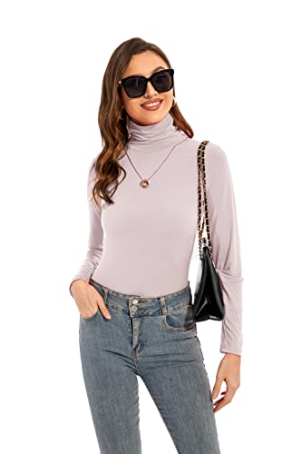 Image of Womens Long Sleeve Turtleneck T-Shirts Casual Lightweight Slim Fit Cozy Base Layer Top
