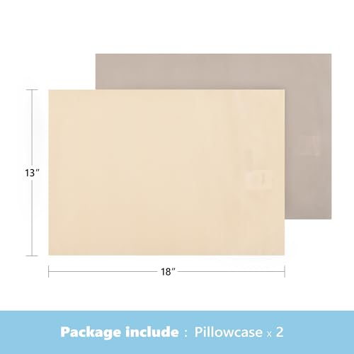 Image of TILLYOU Toddler Pillowcase 2 Pack with Envelope Closure,13 inch x 18 inch Silky Soft Microfiber Travel Kids Pillowcase for Boys and Girls, Khaki & Brown