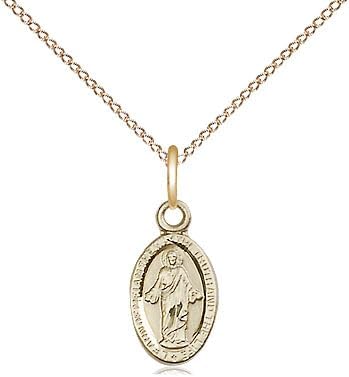 14kt Gold Filled Scapular Pendant on a 13 inch Gold Filled Light Curb Chain.