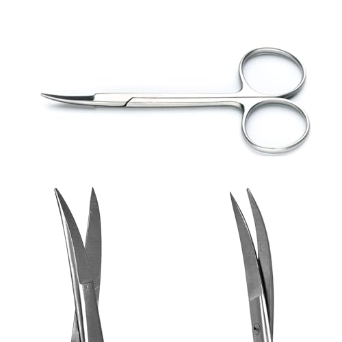 Image of Surgical Instrument Set - CE Needle Holder, Adson Forceps, Iris Scissor with 8 inch Kidney Tray - Stainless Steel Suturing Kit for Medical and Dental Procedures