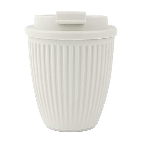 To Go Cup, Double Walled Travel Mug, To Go Cup With Lid, Espresso Cup, Portable Cup, Ribbed Cup, Vacation Mug, Anti-Overflow Lid, Aesthetic, Neutral Color, Beige Cup, Bpa Free, 8 Oz Cups #TOP1
