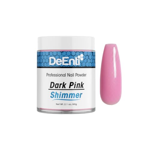 DeEnti Acrylic Nail Shimmer Powder - 2oz Dark Pink|Professional Grade Bubble-Free Acrylic Powder for Nails | Long-Lasting Chip-Resistant Nail Acrylic Powder for Carving Extensions & Fake Nails