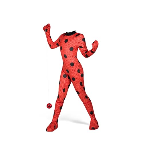 My Other Me - Disfraz Miraculous Ladybug infantil para niña, talla 4 a 5 años. Incluye mono, guantes, cubre botas, antifaz, peluca, yo-yo y pendientes. Para Carnaval, fiestas, cumpleaños y cosplay