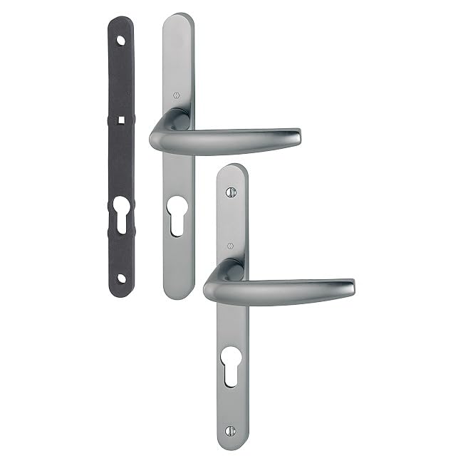 Ensemble de porte-fenêtre plaque étroite Atlanta 1530/300LMSGL HOPPE Aspect inox F9 - Clé i Entr.70 - ép.58/67-3303365