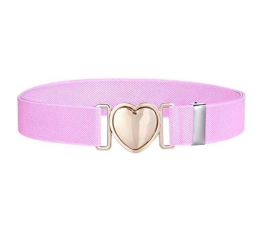 1 Pcs Pink Fashion Girls Belt,Kids Elastic Waist Belts Adjustable Stretch Belts for Women Fashion Waistband with Heart Clasp for Pants Jeans Dress
