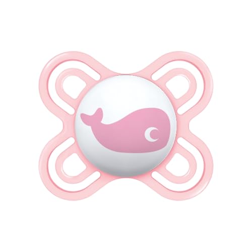 MAM Perfect Start Succhietto 0-2 Mesi, Ciuccio MAM 0-2 mesi in morbido silicone per uno sviluppo sano del cavo orale, Accessori neonato con pratica custodia porta ciuccio sterilizzatore, Rosa