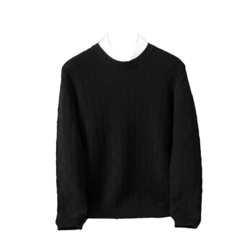 Rfmfkkg Men's Winter Round Neck Sweater Solid Thick Textured Pullover Soft Knit Jumper Soft Business Casual