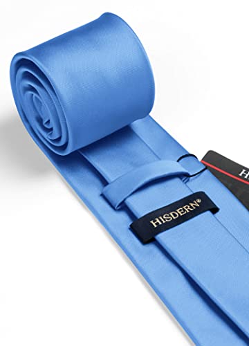 Image of HISDERN Mens Solid Color Ties Formal Satin Necktie and Pocket Square Set Classic Wedding Business Tie & Handkerchief