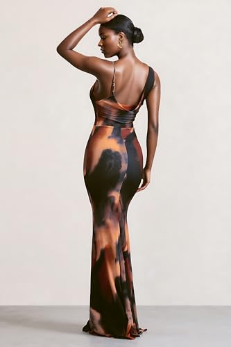 Image of Bodycon Dresses for Women Strap Cowl Neck Backless Floral Party Maxi Dress