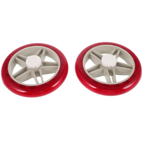2 Roues de Rechange pour Chariot de Supermarché en Plastique Rouge 5 Étoiles