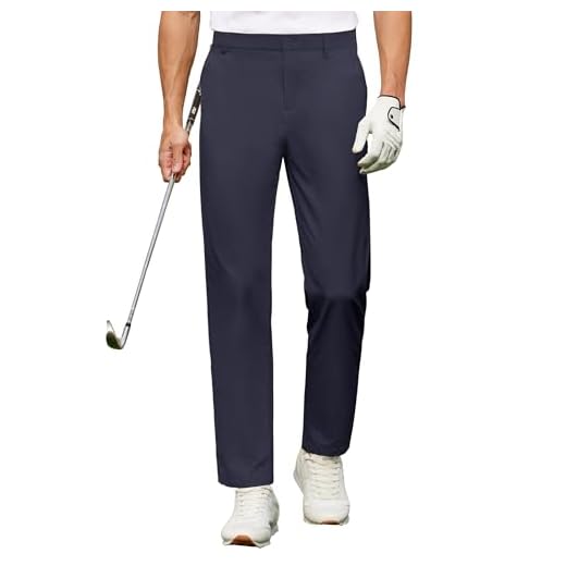 COOFANDY Calça social masculina de golfe elástica para trabalho, secagem rápida, leve, casual, justa, com bolsos, Azul escuro, 36W / 32L