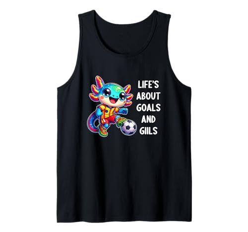 Cute Axolotl Soccer Player Women Men Kids Funny Axolotl Tank Top