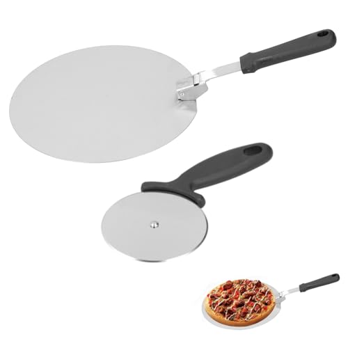 Cáscara de pizza de acero inoxidable, elevador de pizza, pala para pizza, espátula para pizza, elevador de pasteles, herramienta plegable para levantar queso, cáscara de pizza de (12 pulgadas)