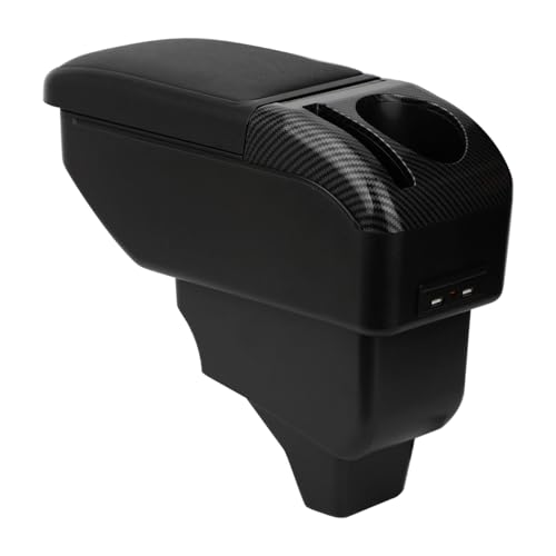 ZENVI Reposabrazos Compatible with Peugeot 208 Apoyabrazos 2019-2024 Centro Consola Organizador Caja Doble Espacio Almacenamiento Utilizable Para Soporte Codo（Estilo Negro）