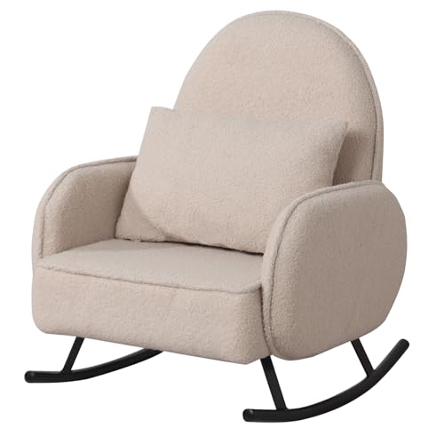 Yoonnie room Baby Rocking Chair,Toddler Chair,Kids Chair,Kids Sofa, Shaky Metal Foot and Sherpa Fabric,Toddler Rocking Armchair for Boys and Girls Rest (Beige)