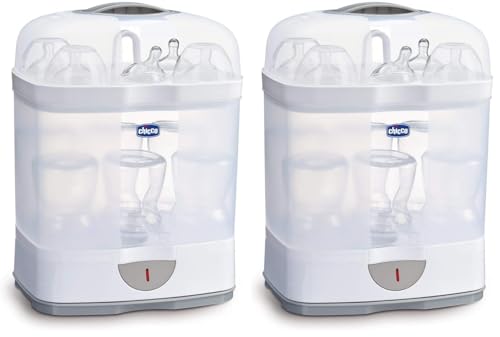 Image of Chicco 2 in1 Steam Sterilizer | Sterilizes Upto 6 Bottles | Kills 99.9% of Germs | 24hrs Sterilization in 5 Mins | Auto Switch Off | Portable & Travel Friendly | 2 Years Warranty Cover (Pack of 2)
