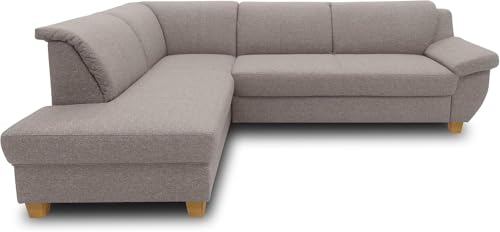 DOMO. collection Panama Canapé d'angle Classique en Forme de L avec Fonction Couchage 254 x 186 cm Taupe