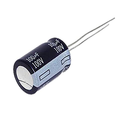 Image of Fixed Aluminum Radial Electrolytic Capacitors Type and Pack of - (2, 100V 100UF)