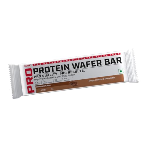 Image of GNC Protein Wafer Bar l Pack of 10 | Healthy & Tasty Bites l 10g Pure Whey Protein Snack l High Protein Wafer Bars l Dreamy Chocolaty Flavor l 0 Trans Fat l 0 Sugar l No Palm Oil