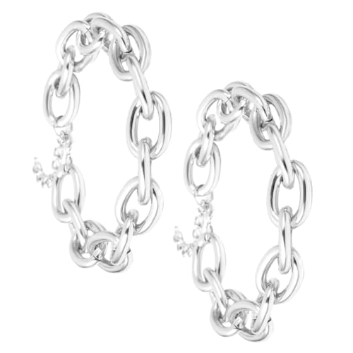 Veemoon Lot de 2 Colliers Ras-du-cou à Grosses Mailles en Métal Argenté, Style Punk Vintage Gothique, Colliers Tour de Cou pour Femmes, Accessoires Mode...
