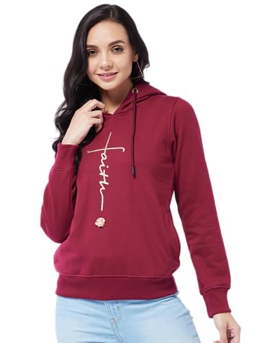 Image of Modeve Women Printed Hooded Sweatshirt for Winter