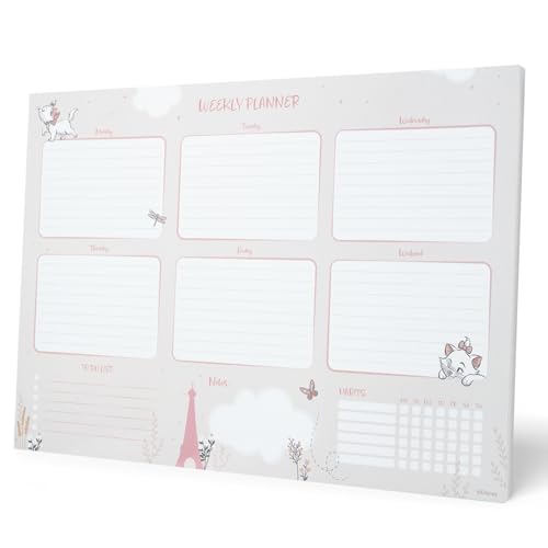 Planificador semanal A4 Disney Bonjour Marie - Weekly planner : Planner Sin Fecha - Organizador semanal escritorio [54 págs. con Alto Gramaje]