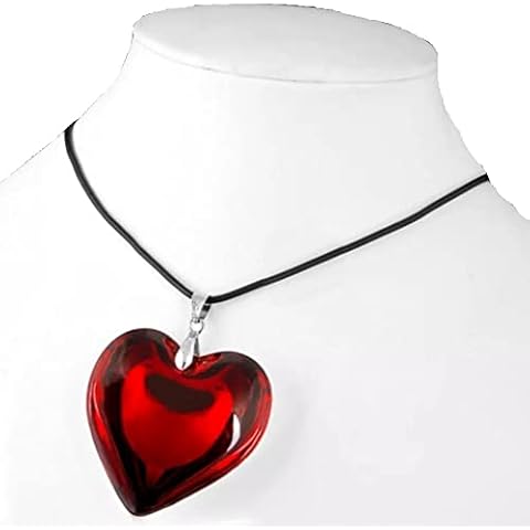 Lipfer Heart Necklace Glass Crystal Bead Lover Girl Gift Red Pendant Necklaces Women Femme Choker for Valentine's Day Cover