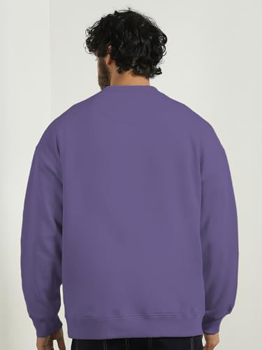Image of Nobero Men's Graphic Printed Oversized Sweatshirt | Cotton Rich Fleece Round Neck Pullover | Relaxed Fit Casual Winter Wear for Men