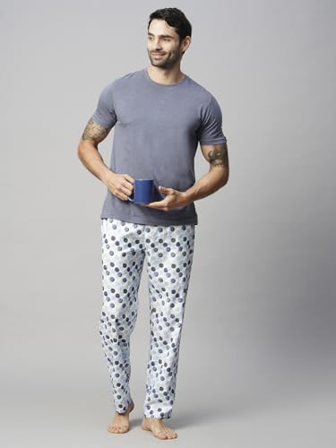 Image of Urban Scottish Men's Blue Checks Woven Cotton Pyjama with Side Pockets