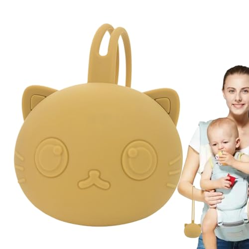 Contenedor para chupete | Bolsa de viaje portátil de silicona para chupete con cordón, bonita bolsa de viaje portátil con de gato para niños y niñas