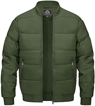 MAGNIVIT Mens Winter Bomber Jacket Quilted Full Zip Up Windproof Warm Coat Work Casual Athletic Jacket