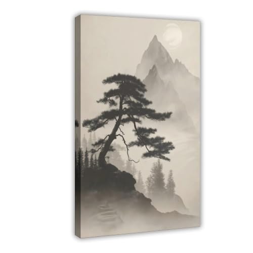 Paysage à l'encre japonaise pour créer une chambre zen et relaxante
