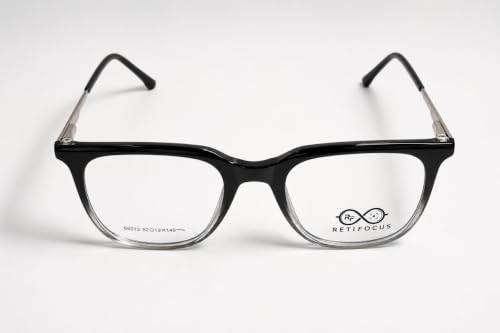 Image of Soft Square Optical Eyeglass Frame for Men & Women, Front with Metal Temples, Clear Demo Lenses, Lightweight Mixed Material Frame, Ribbed Temple Design for Prescription Lens Replacement