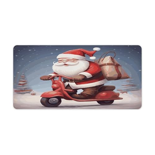 Santa Claus on Scooter Escritorio Alfombrilla Grande