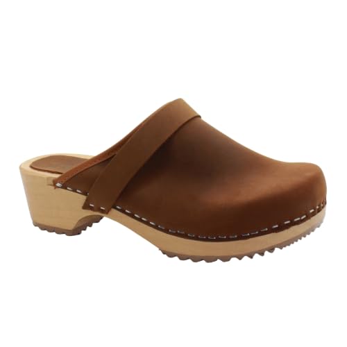 Image of Bjork Maja Wood Open Back Leather Clogs