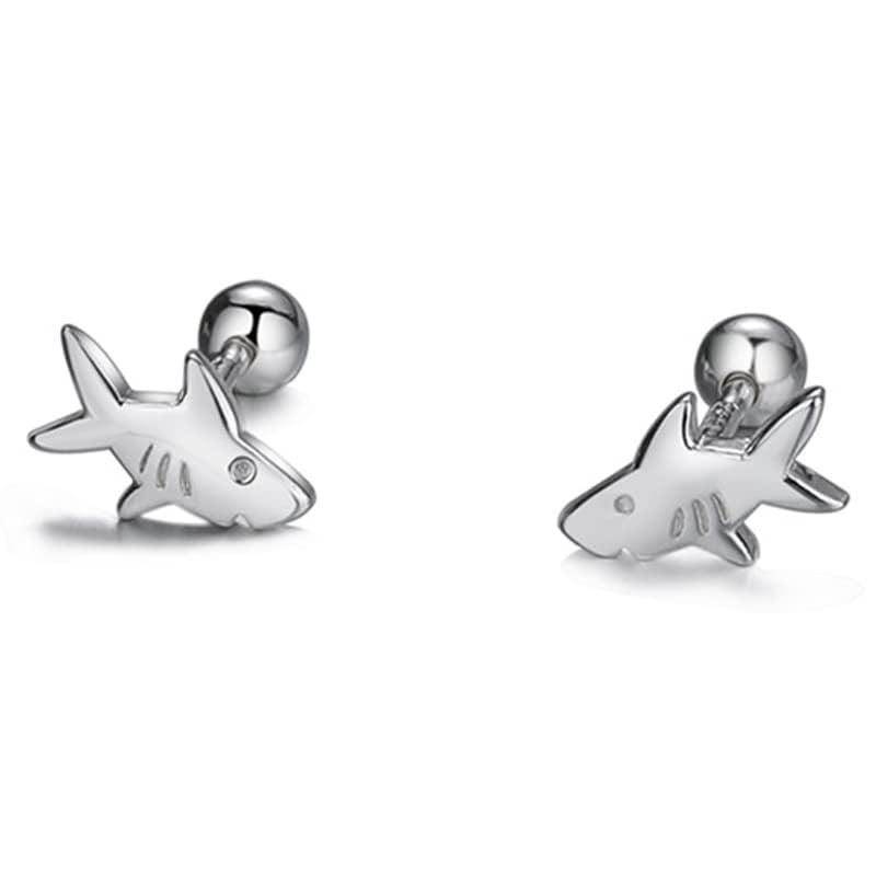 20G Little Shark Tiny Stud Earrings for Women Minimalist Fish Cartilage Tragus Earrings Ear Piercing Studs Helix Screw Back Fashion Jewlery Gifts2