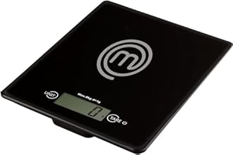 MasterChef Digital Kitchen Scales, Small Electronic Scale for Weighing Food During Cooking in Grams or Ounces (up to 5kg), Tempered Safety Glass, Touch Controls & Auto Switch-Off, Black