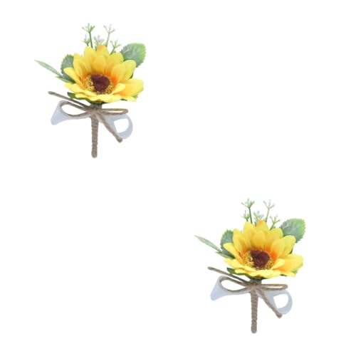 STOBAZA 2 Piezas alfileres de novio casamento decoração wedding decoration Broche de girasol para novias ramillete de novia broche de broche de flor de novia broches de ropa de novia
