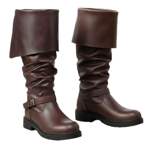 Image of Cutecrop Men's Medieval Pirate Boots Renaissance Costume Boots | Fantasy Cosplay Shoes, Faux Leather, Viking Gothic Leather Shoes